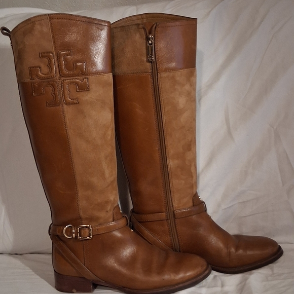 Tory Burch Shoes - Tory Burch Lizzie Tan Leather Riding Tall Boots Size 8M